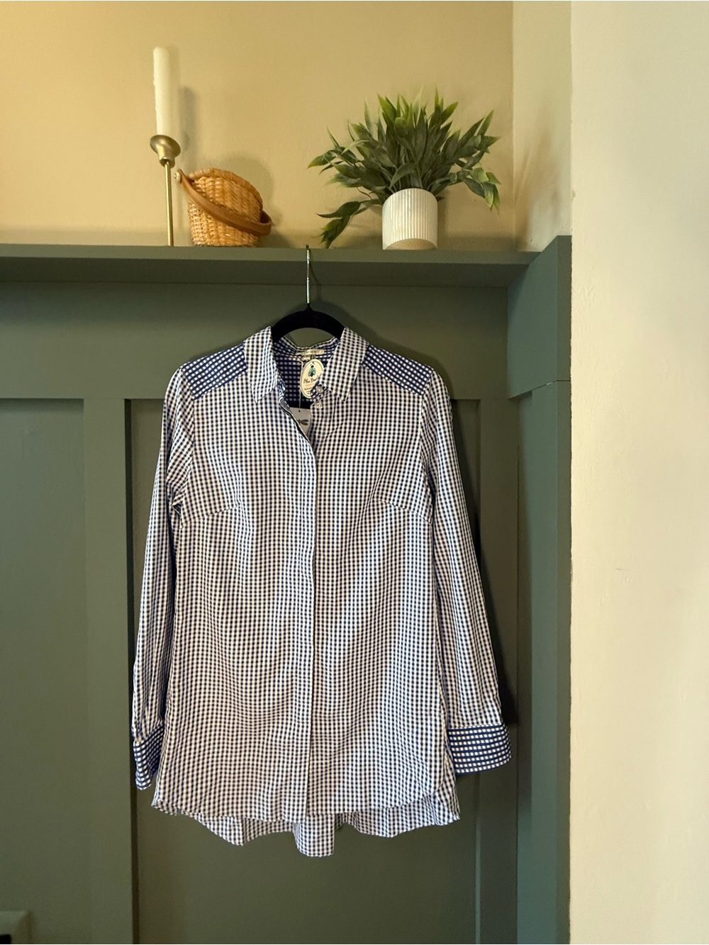 Tyler Boe Navy and White Gingham Button-Down Shirt